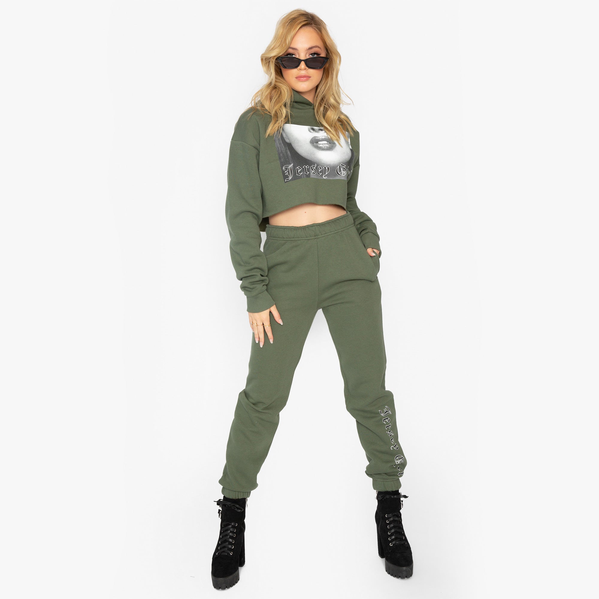 Khaki Cropped Hoodie – Jersey Girl Official